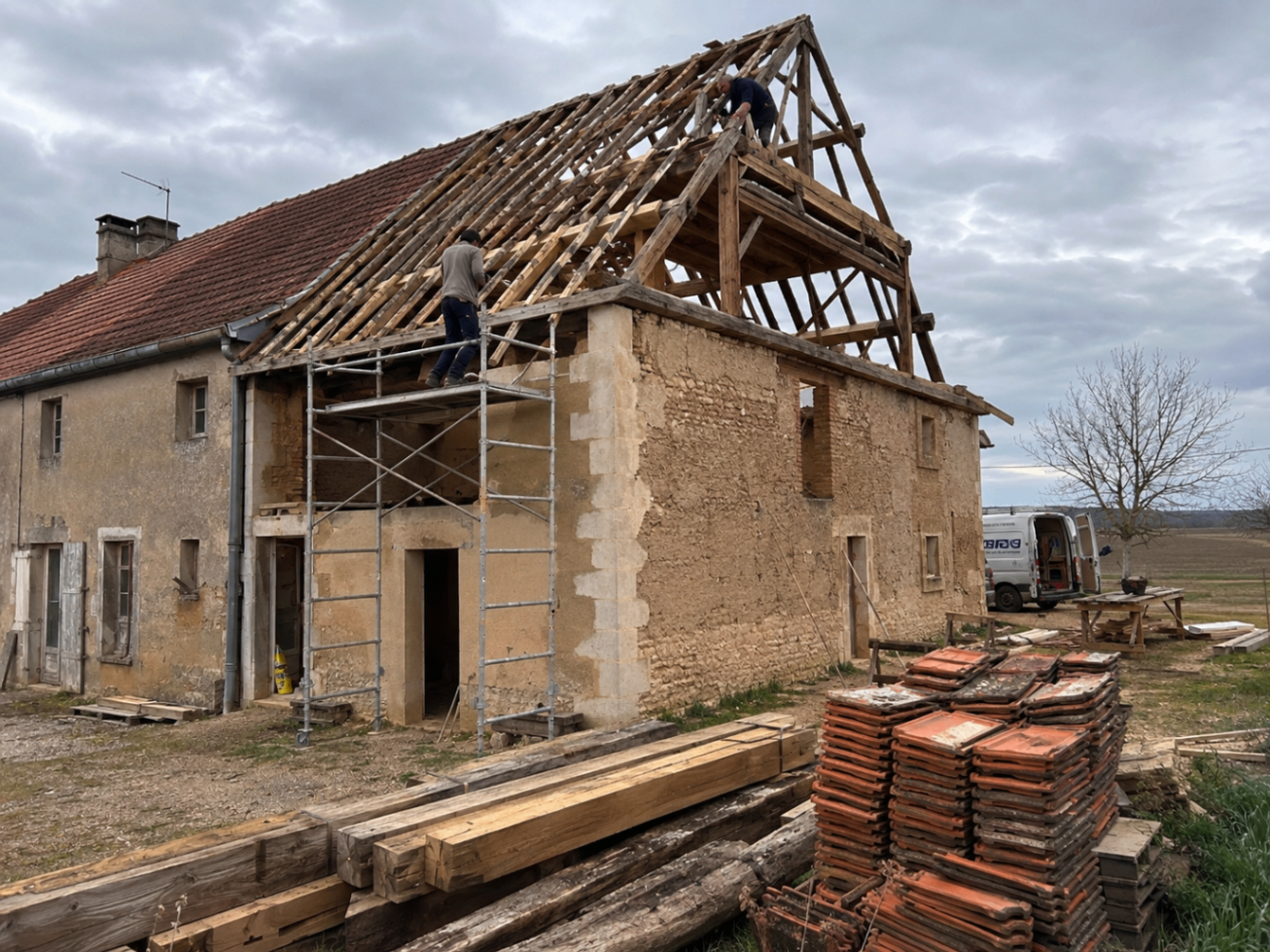 Rénovation complète de charpente sur une maison ancienne
